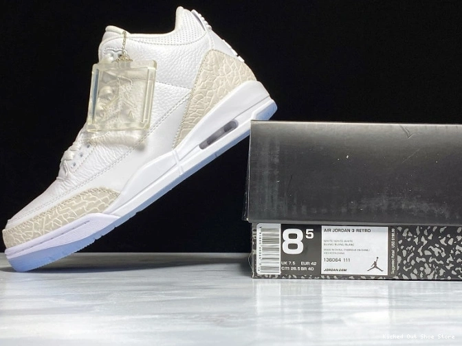 Kicked Out Shoe Store 3 Jordan Air White Retro 136064-111 Triple 0823